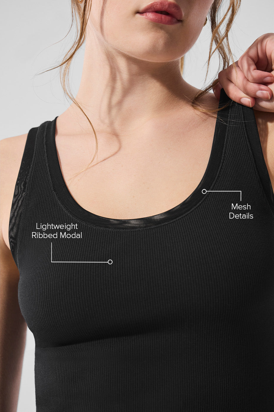 Ribbed Mesh Secret Tank - Black