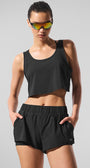 Cropped Sport Star Tank - Black