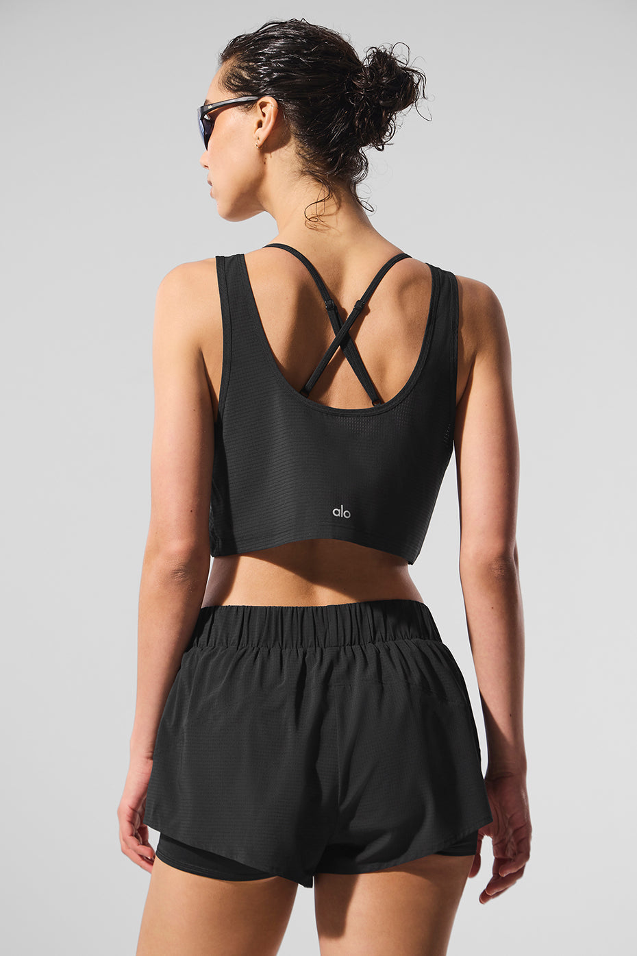 Cropped Sport Star Tank - Black