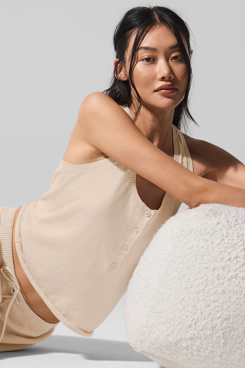 Supernatural Sweater Henley Tank - Macadamia