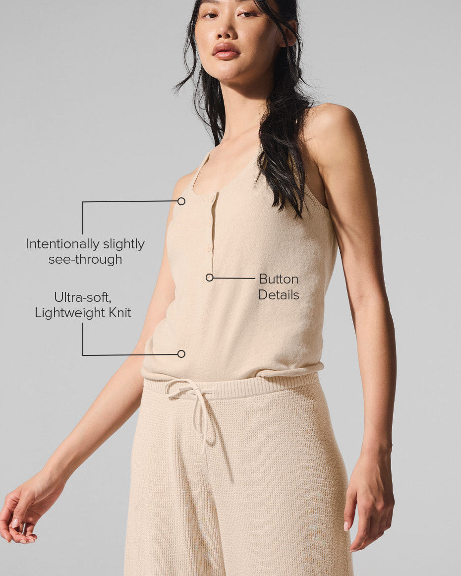 Supernatural Sweater Henley Tank - Macadamia