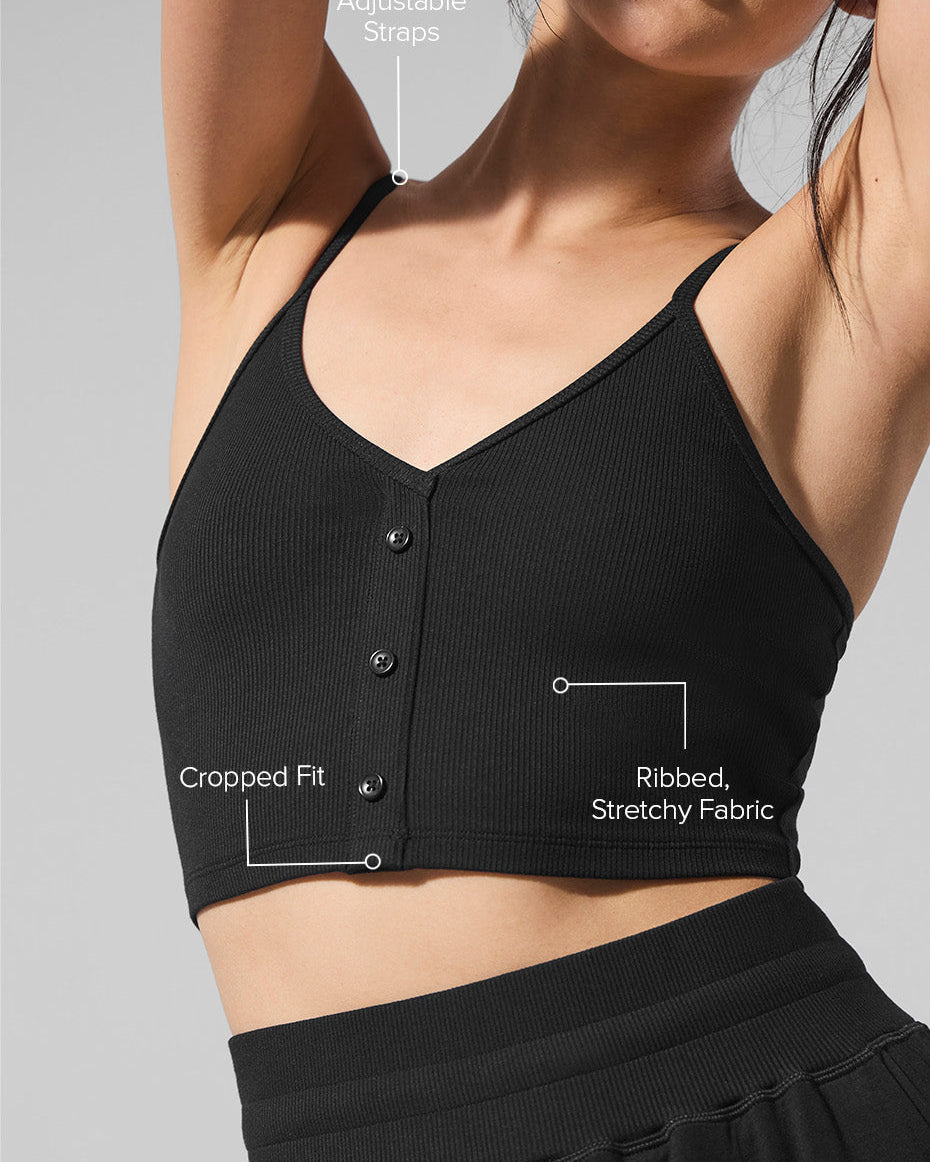 Ribbed Delicate Lounge Tank - Black