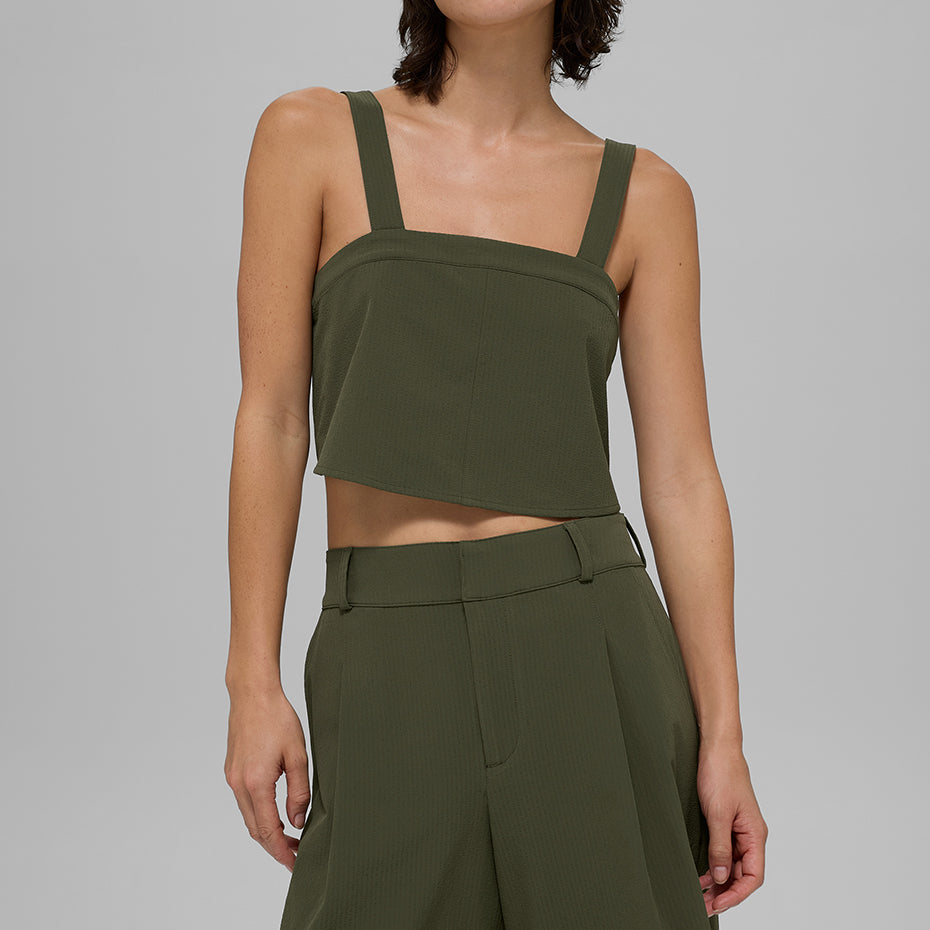 Cropped Dreamscape Tank - Green Olive