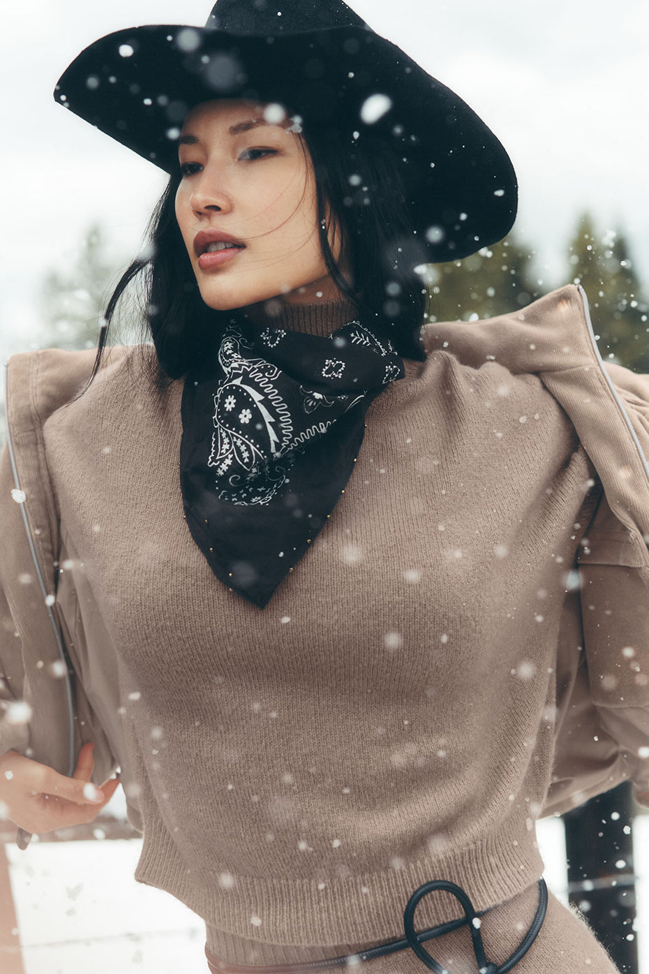 Wool Cashmere Cropped New Class Turtleneck Sweater - Chai Latte