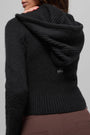 Wool Cashmere Ribbed Noble Full Zip Hoodie - Black