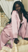 Silk Luminous Button Up - Pink Champagne