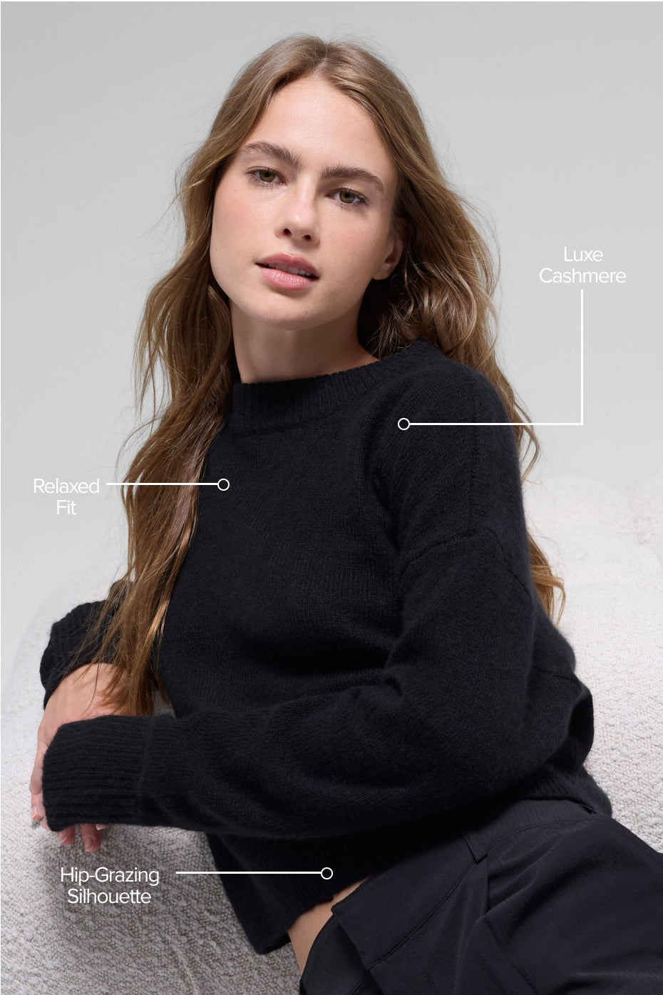 Wool Cashmere Cropped New Class Crewneck Sweater - Black