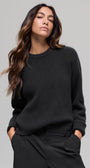 Wool Cashmere Ribbed Noble Crewneck Sweater - Black