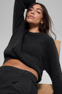 Wool Cashmere Ribbed Noble Crewneck Sweater - Black
