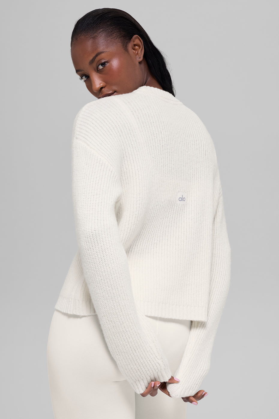 Wool Cashmere Ribbed Noble Crewneck Sweater - Ivory