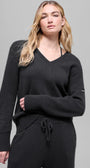 Wool Cashmere New Class Oversized V-Neck Sweater - Black