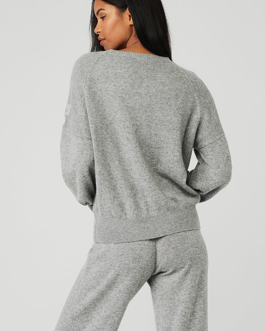 Cashmere Jet Set Crew - Dove Grey Heather
