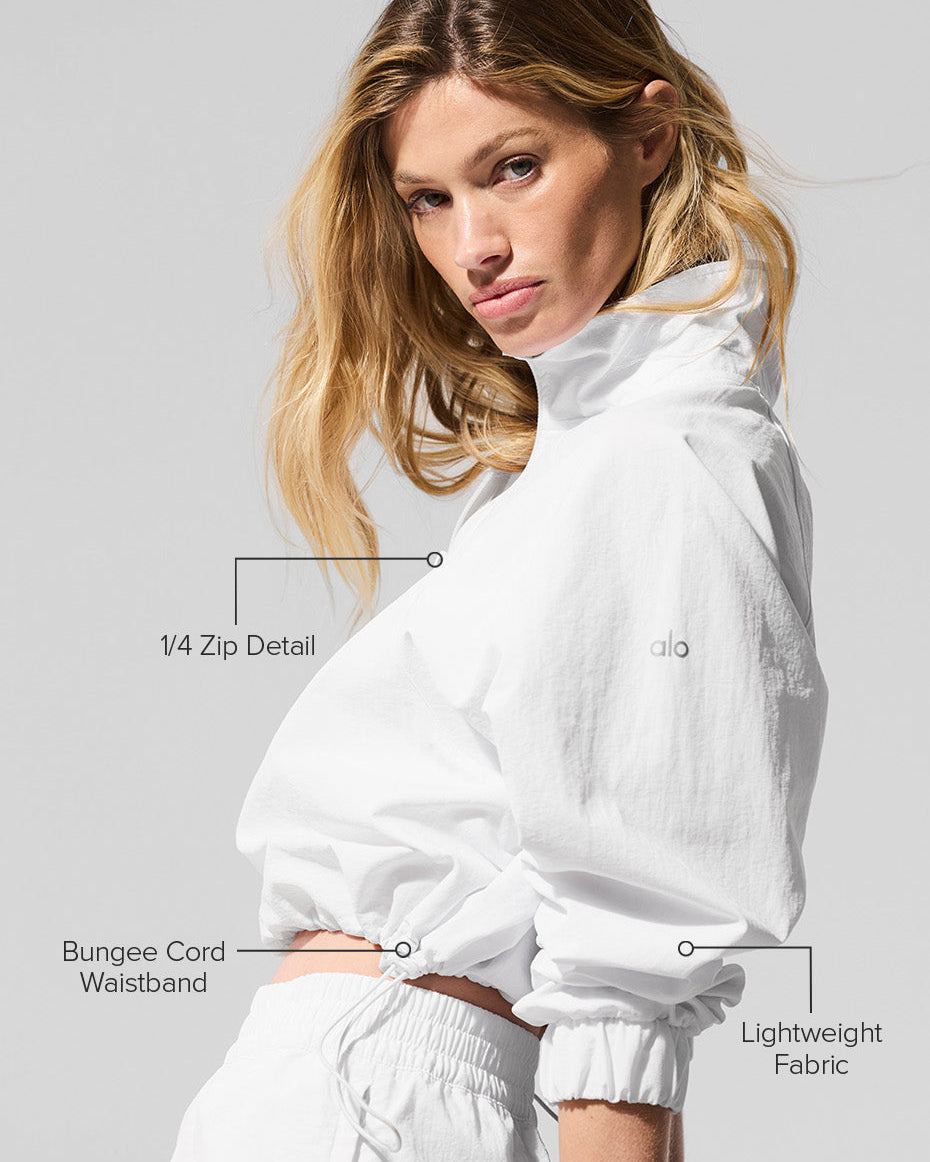 Cropped 1/4 Zip Alumni Pullover - White