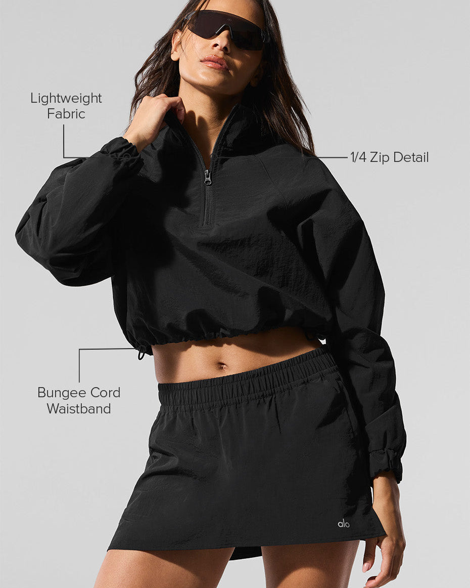 Cropped 1/4 Zip Alumni Pullover - Black