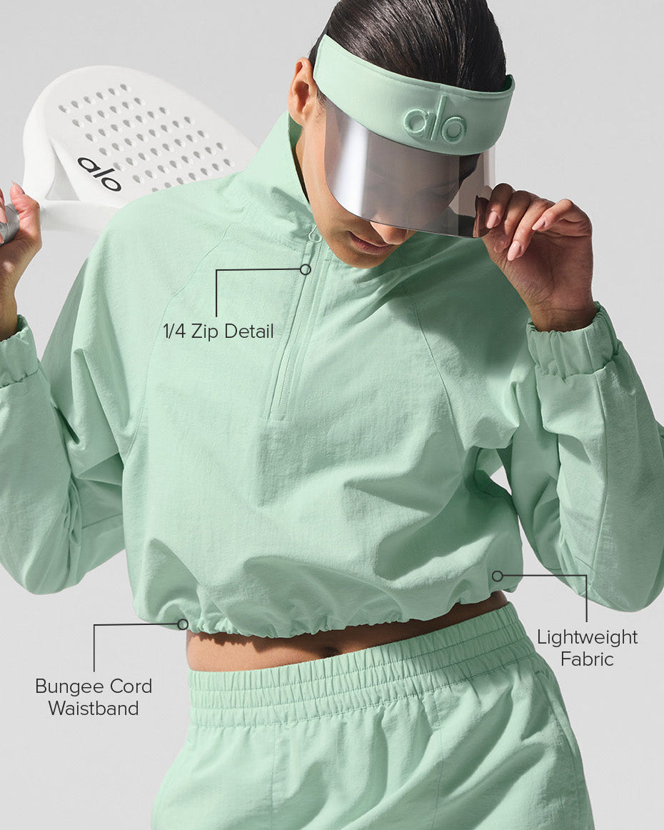 Cropped 1/4 Zip Alumni Pullover - Spearmint