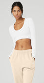 Seamless Ribbed Cropped Serene Long Sleeve - White