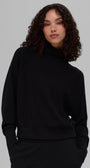Waffle Weekend Escape Mock Neck Long Sleeve - Black