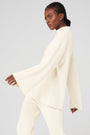 Cashmere Ribbed Winter Dream Mock Neck Coverup - Ivory