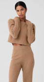 Cashmere Plush Waffle Cropped Long Sleeve - Toasted Almond