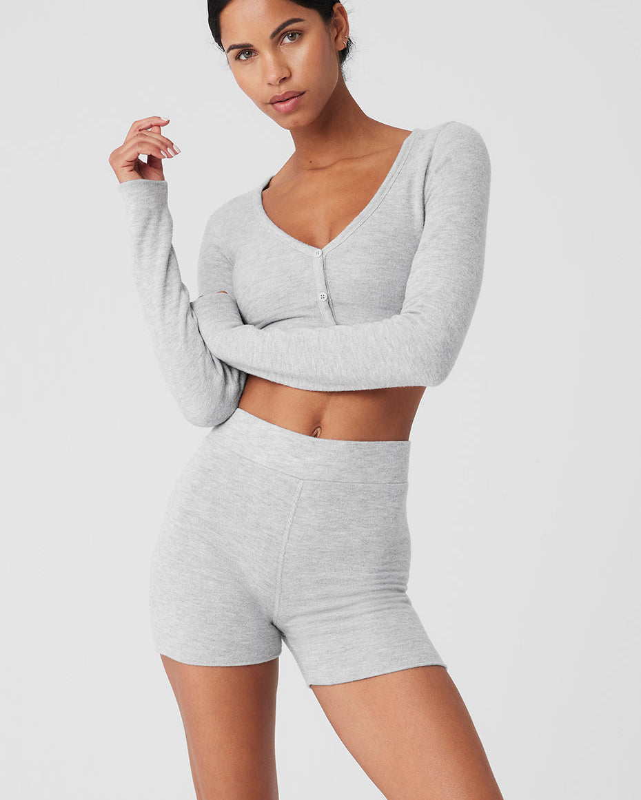 Alolux Cropped Me Time Cardigan - Athletic Heather Grey