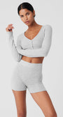 Alolux Cropped Me Time Cardigan - Athletic Heather Grey
