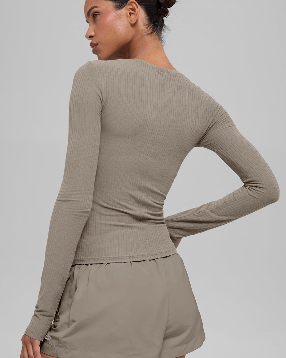 Ribbed Sea Coast Long Sleeve - Light Cocoa