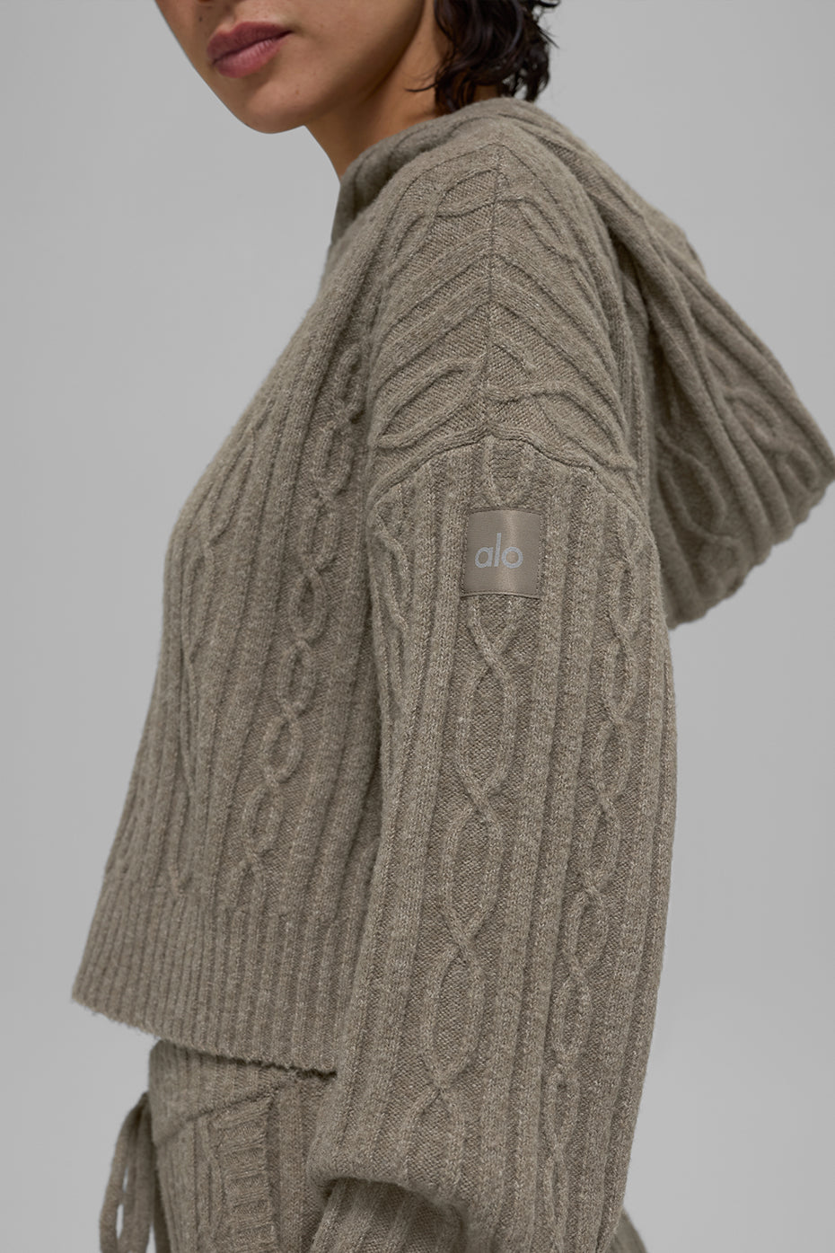 Cable Knit Winter Bliss Hoodie - Light Cocoa