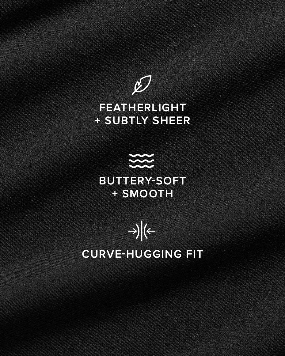 Asymmetric Sheer Glow Long Sleeve - Black