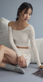 Asymmetric Sheer Glow Long Sleeve - Ivory