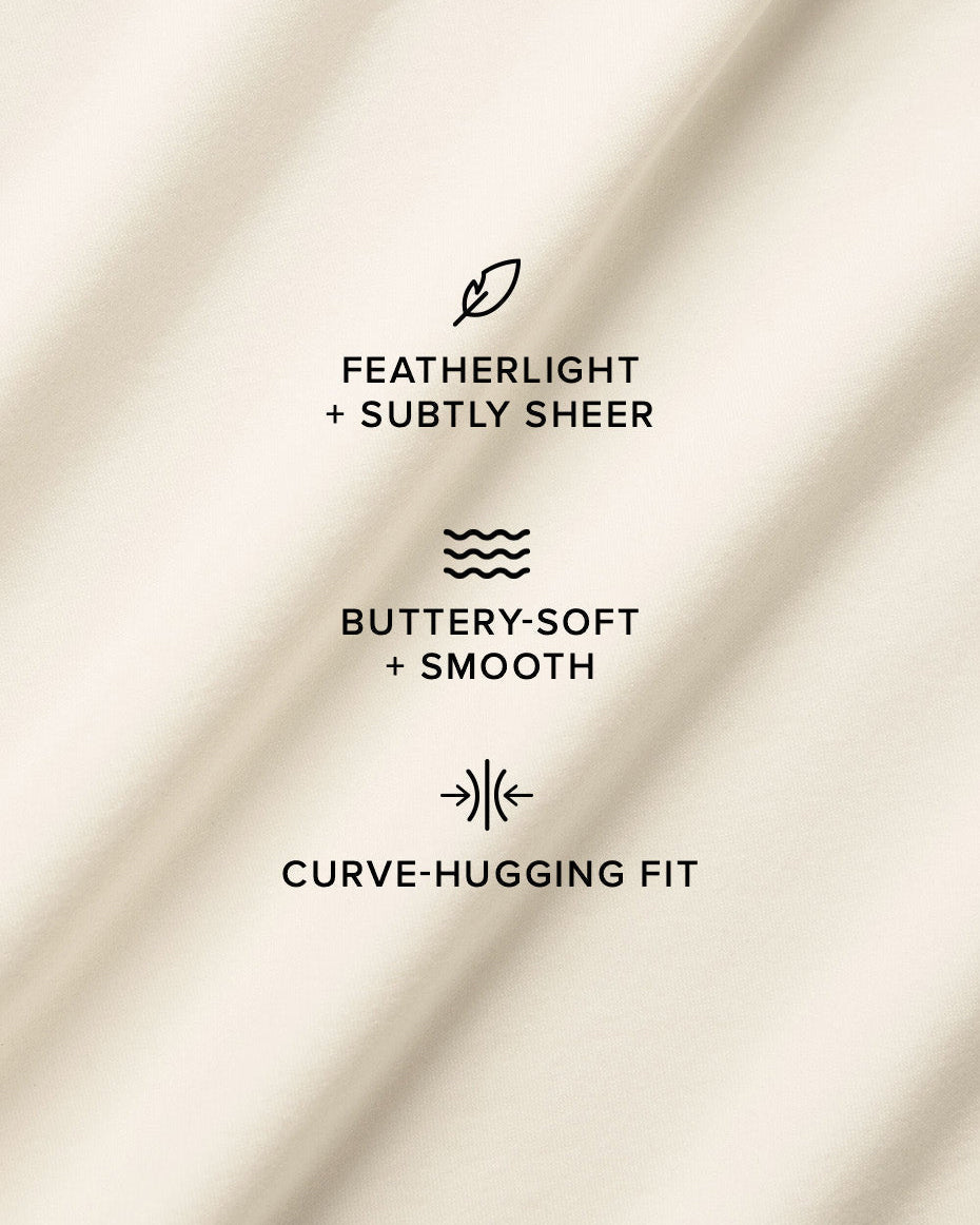 Asymmetric Sheer Glow Long Sleeve - Ivory