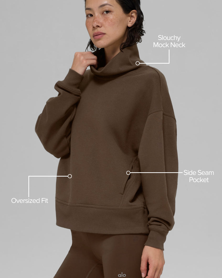 Hazy Mock Neck Pullover - Espresso