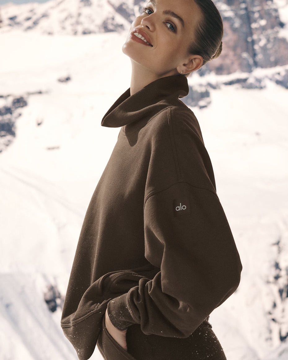 Hazy Mock Neck Pullover - Espresso