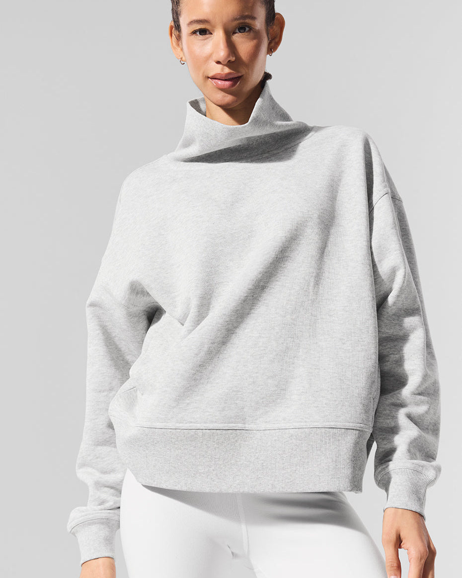 Hazy Mock Neck Pullover - Light Athletic Heather Grey