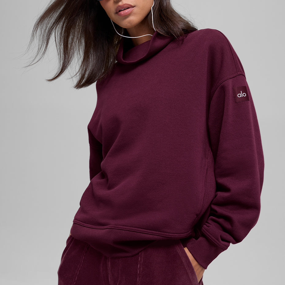 Hazy Mock Neck Pullover - Burgundy