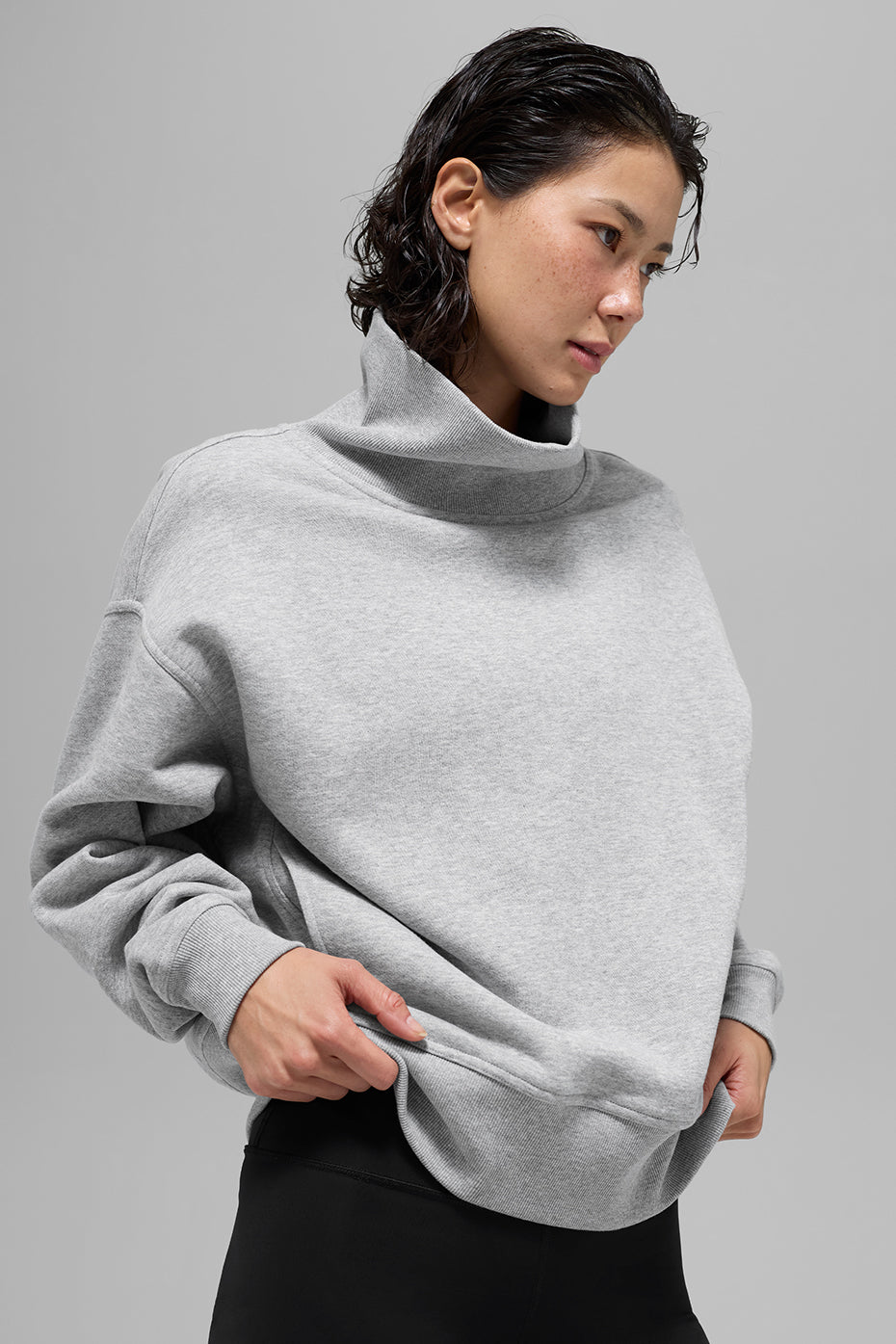 Hazy Mock Neck Pullover - Athletic Heather Grey