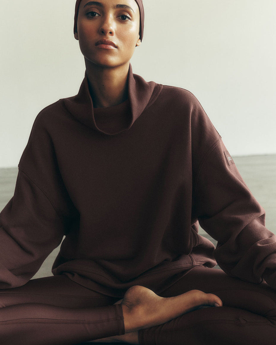 Hazy Mock Neck Pullover - Brownstone