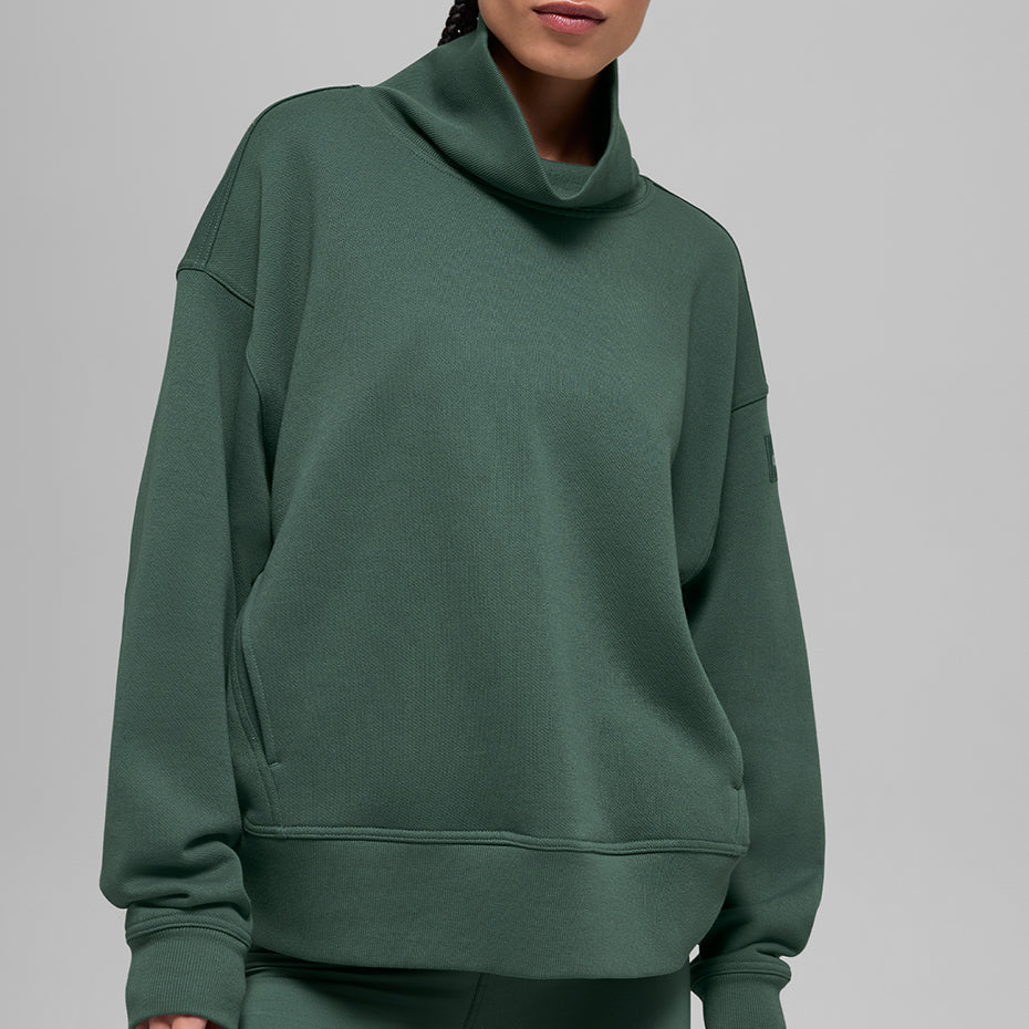 Hazy Mock Neck Pullover - Clover Green