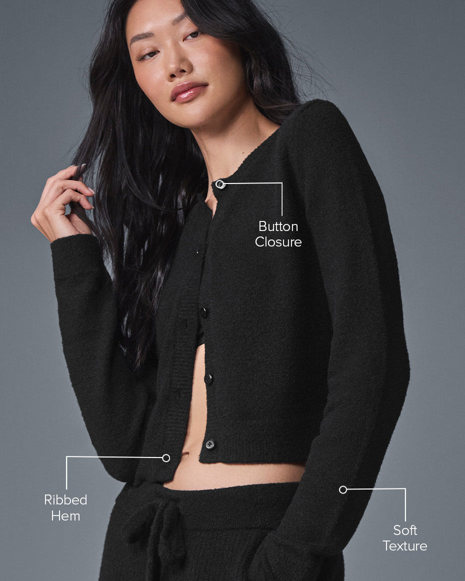 Snuggle Up Sweater Cropped Cardigan - Black
