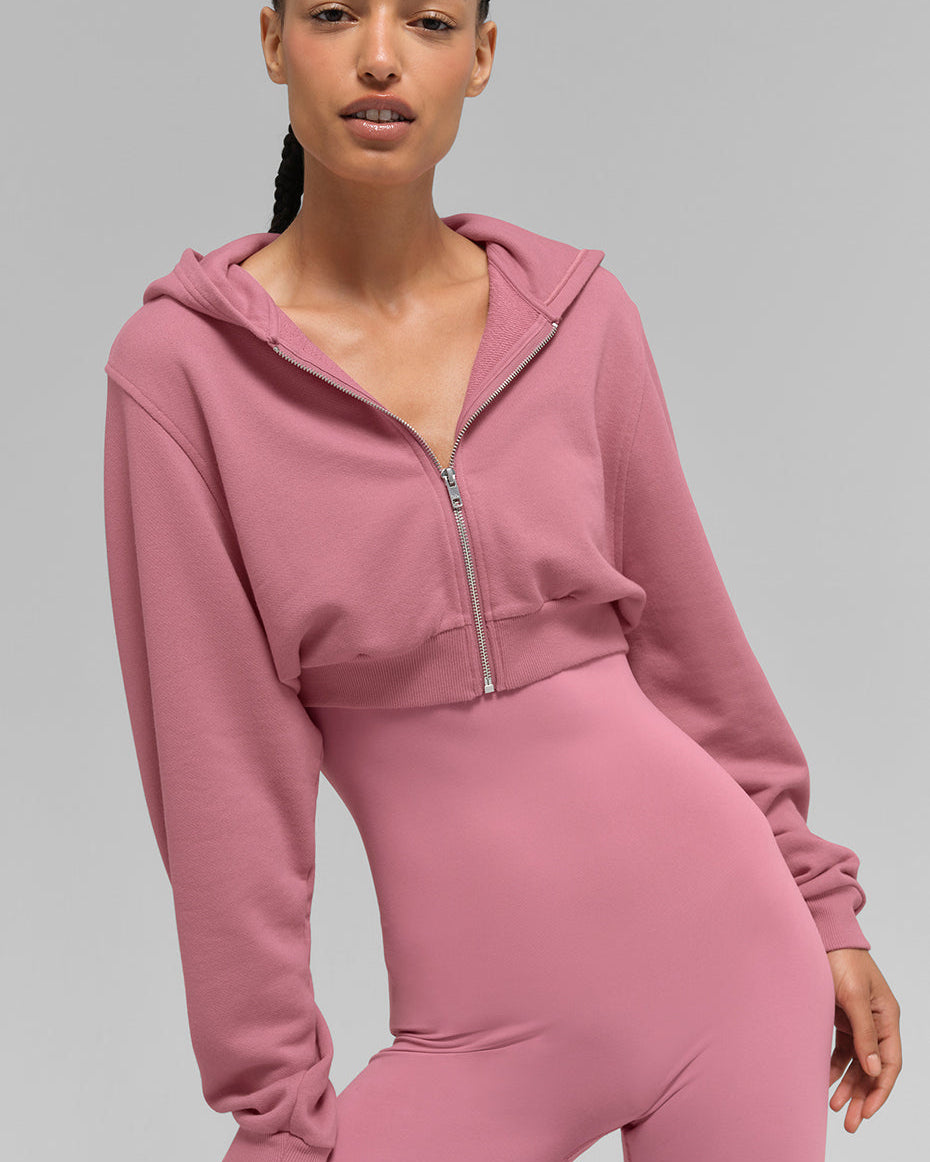 Sweet Escape Zip Up Hoodie - Pink Wild Rose