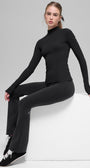 Ribbed Mesmerize Mock Neck Long Sleeve - Black