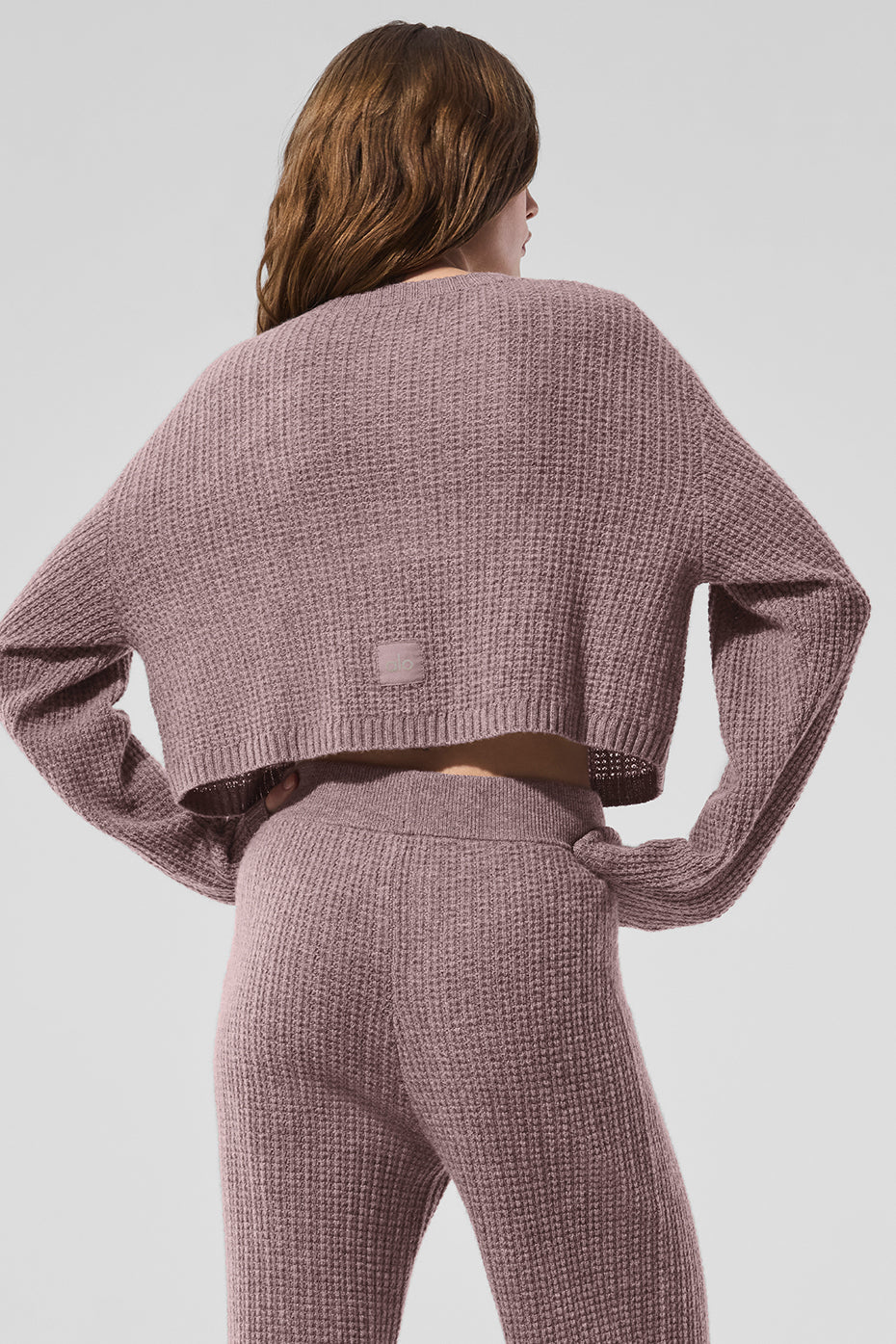 Cashmere Plush Waffle Cardigan - Mushroom Heather
