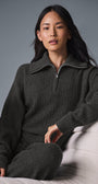 Cashmere Plush Waffle 1/4 Zip Pullover - Dark Heather Grey
