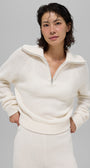 Cashmere Plush Waffle 1/4 Zip Pullover - Ivory