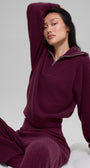 Cashmere Plush Waffle 1/4 Zip Pullover - Burgundy