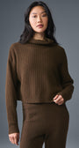 Cashmere Plush Waffle Turtleneck Pullover - Espresso