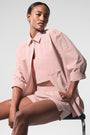 Pinstripe Daylight Button Down Long Sleeve - Pink Quartz/Ivory