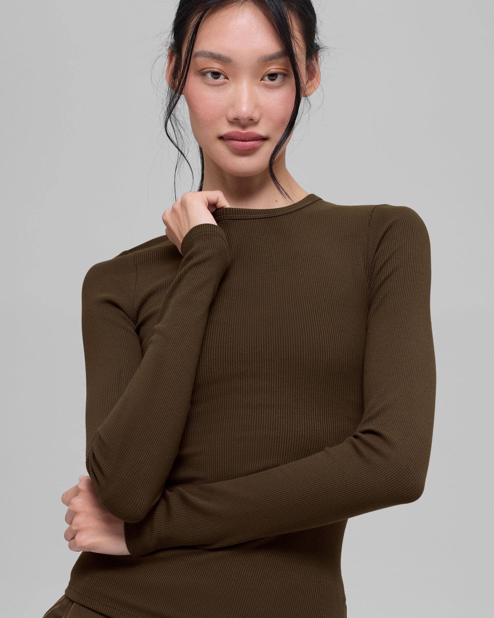 Ribbed Modal Long Sleeve - Espresso