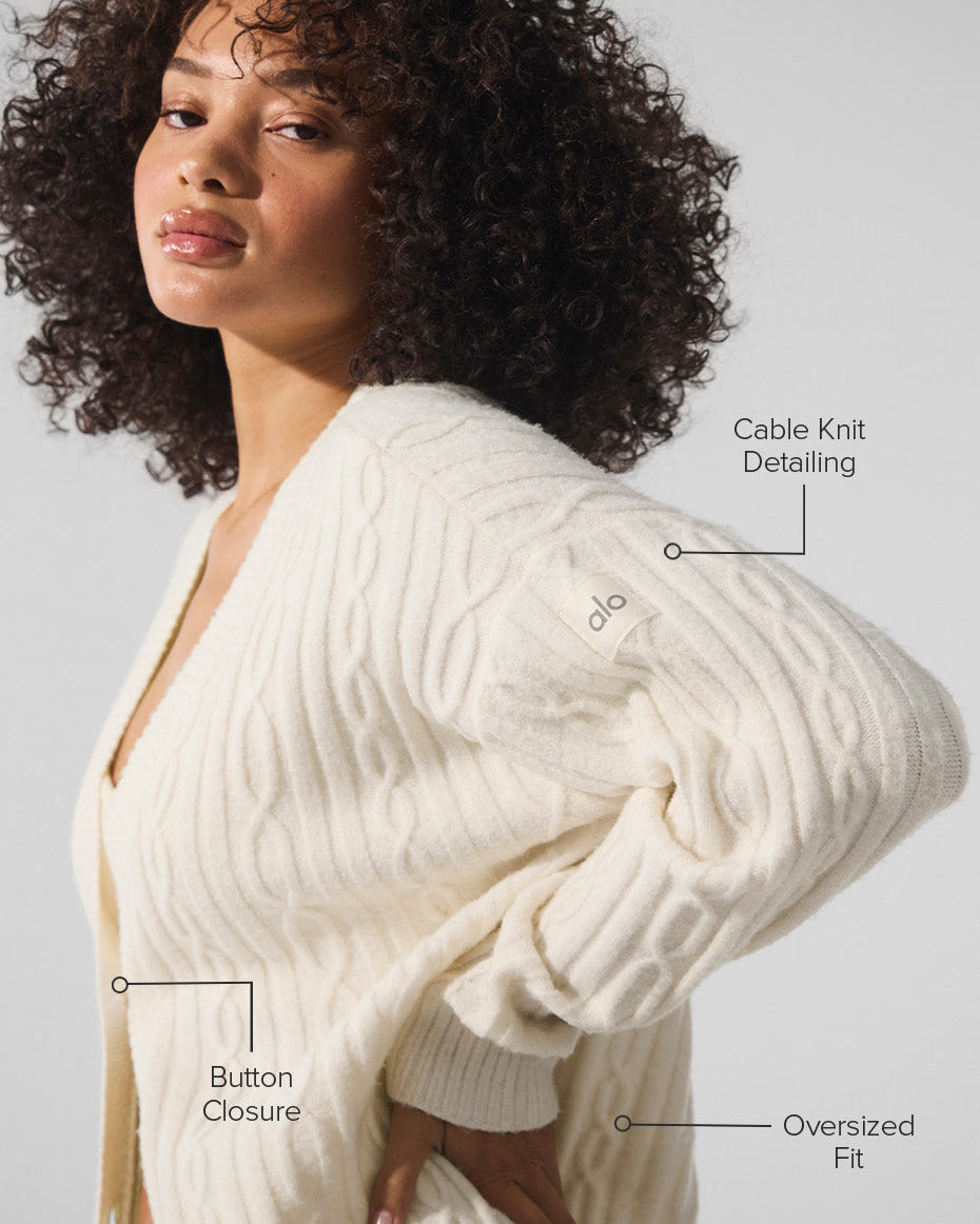 Cable Knit Winter Bliss Cardigan - Ivory