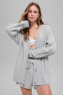 Cable Knit Winter Bliss Cardigan - Athletic Heather Grey