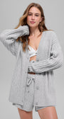 Cable Knit Winter Bliss Cardigan - Athletic Heather Grey